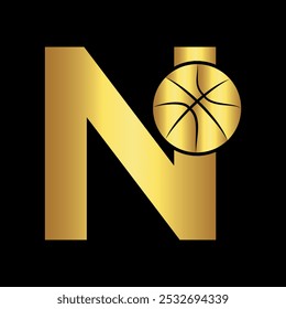 Basketball Logo combine with letter N vector template