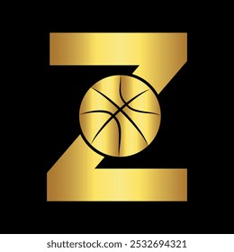 Logotipo de baloncesto combinado con la letra Z Plantilla de Vector