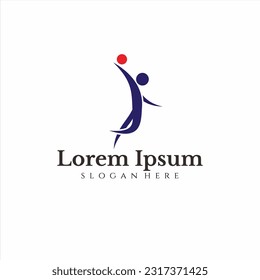 basketball logo with the concept of a basketball player putting the ball into the hoop suitable for basketball club