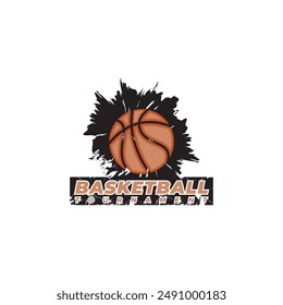 Basketball logo design. Ball with basket ring for template or sport element