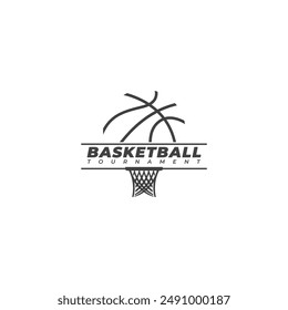 Basketball Logo Design. Kugel mit Korbring für Vorlage oder Sportelement