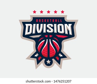 Basketball logo design, emblem tournament template editable for your design.