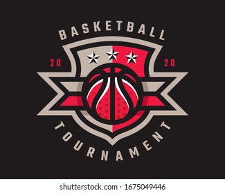 Basketball Logo Design, Emblem Tournament Template Editable For Your Design.