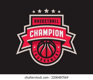 Basketball logo design, emblem tournament template editable for your design.