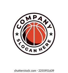 Basketball logo design, sports logo, logo, emblem, label, banner, icon. Basketball template on isolated background. Vector illustration