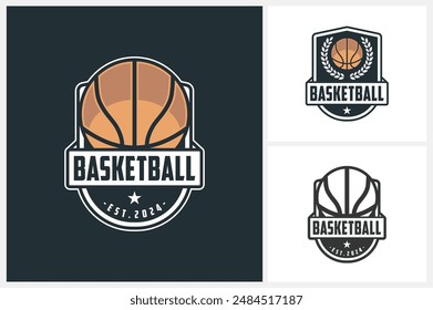 Basketball logo design template, basketball team emblem collection, basketball tournament logo design vector illustration