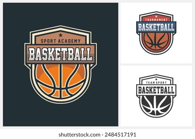 Basketball logo design template, basketball team emblem collection, basketball tournament logo design vector illustration