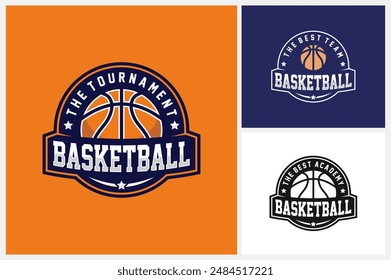 Basketball logo design template, basketball team emblem collection, basketball tournament logo design vector illustration