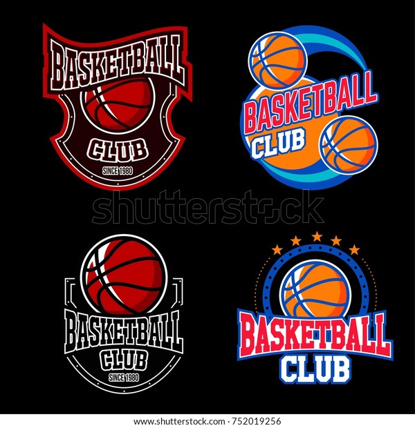 Basketball Logo Emblem Dark Background Stock Vector (royalty Free 