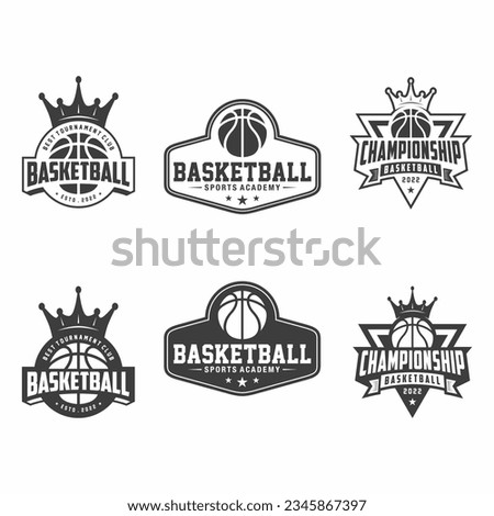 Basketball logo, emblem set collection, design template on light background