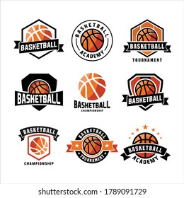  Basketball logo, emblem set collections, designs templates on a white background