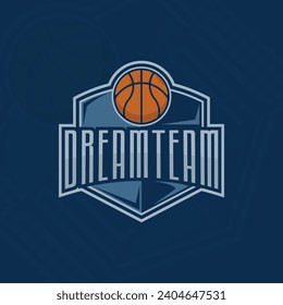 basketball logo emblem vector illustration template icon graphic design. sport sign or symbol for team or club with modern style concept with typography
