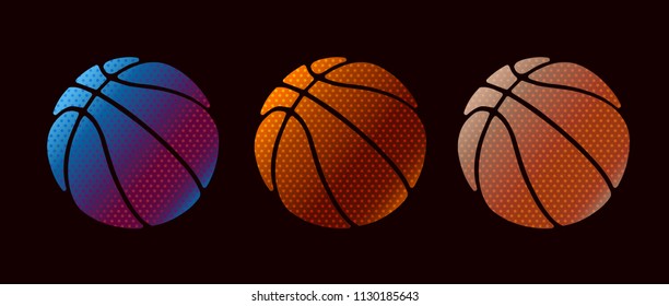 basketball logo flat design set symbol