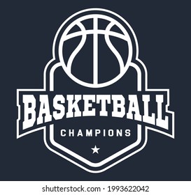 Basketball logo in flat style. Sport games. Emblem, badge. Vector illustration.