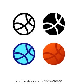 Basketball logo icon design in four style. Line, Solid, Flat Gradient and Color Line style