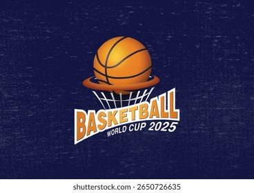 Basketball Logo ID with Blue Grunge Background and with Doodles or Elements