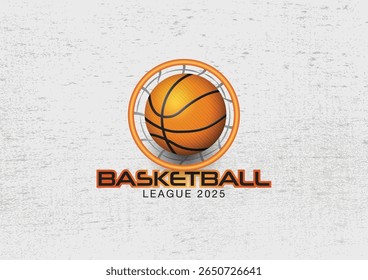Basketball Logo ID with White Grunge Background and with Doodles or Elements