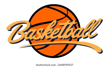 basketball logo inscription with ball. Print for T-shirt, merch, product. Vector EPS10