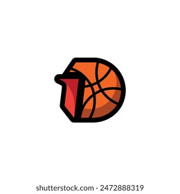 Basketball logo with letter D and number One template design. Vector illustration