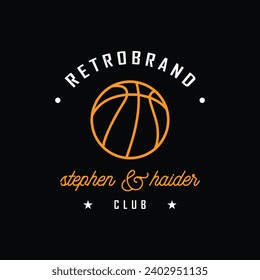 Basketball Logo Linie Kunst einfache Vektorgrafik Vorlage Symbol Grafik Design. Sportzeichen oder -symbol für Mannschafts- oder Vereinsleague und Wettbewerbskonzept
