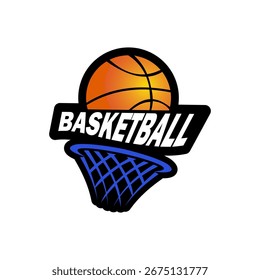 Logotipo del baloncesto con la red y la pelota.