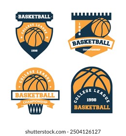 basketball logo set template design