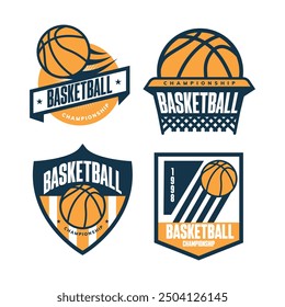 basketball logo set template design