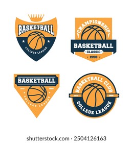 basketball logo set template design