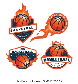 basketball logo set template design