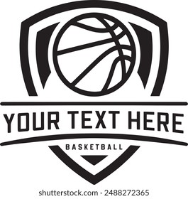 Basketball Logo Shield Vector Graphic