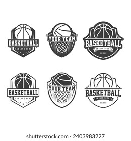 Basketball logo sport, emblem set collection, basketball vector illustration