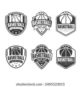 Logotipo de baloncesto deporte, colección de conjuntos de emblemas, ilustración vectorial de baloncesto