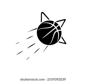 basketball logo with star icon combination