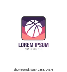Basketball logo template design. Minimalist basketball logo with modern frame vector design