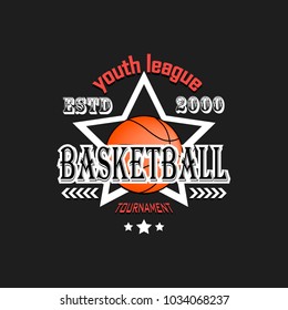 Basketball logo template design. Younth league. Vector illustration