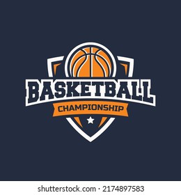 Basketball logo template isolated, basketball emblem design with shield