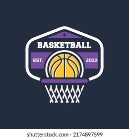 Basketball logo template isolated, basketball emblem design with shield
