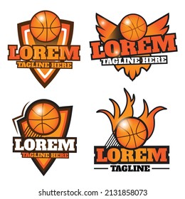 Basketball logo template set vector illustration with dummy text on white background.