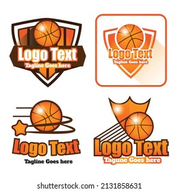 Basketball logo template set vector illustration with dummy text on white background.