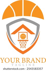 Basketball logo template simple style design vector Sport home illustration Vintage Retro inspiration.