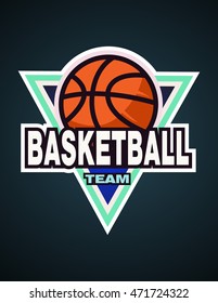 Basketball logo template, basketball team label, basketball logotype, badge logo design template, sport logotype template. Basketball Themed T shirt template. Vector illustration.
