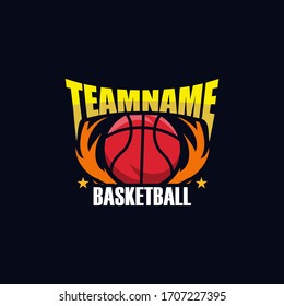Basketball Logo, Basketball logo template vector, isolated on black background, Basketball club logo, emblem, designs with ball. Sport badge vector illustration