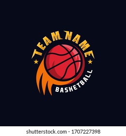 Basketball Logo, Basketball logo template vector, isolated on black background, Basketball club logo, emblem, designs with ball. Sport badge vector illustration