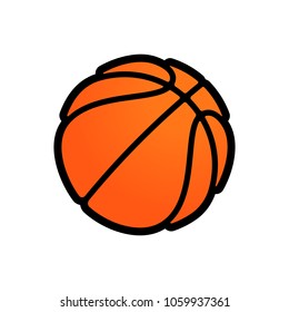 Basketball logo vector icon for streetball championship tournament, school or college team league. Vector flat orange basket ball symbol with black outline on white background for basketball fan club