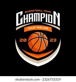 Basketball logo vector isolated. Basketball logo with shield background vector design