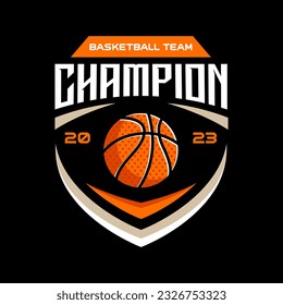 Basketball logo vector isolated. Basketball logo with shield background vector design