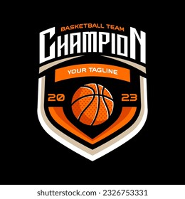 Basketball logo vector isolated. Basketball logo with shield background vector design