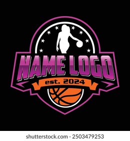 Basketball logo. Basketball Women Players. Basketball club logo. Designs with ball