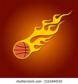 basketball logotype vector  in a fiery flame