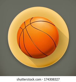 Basketball, long shadow vector icon